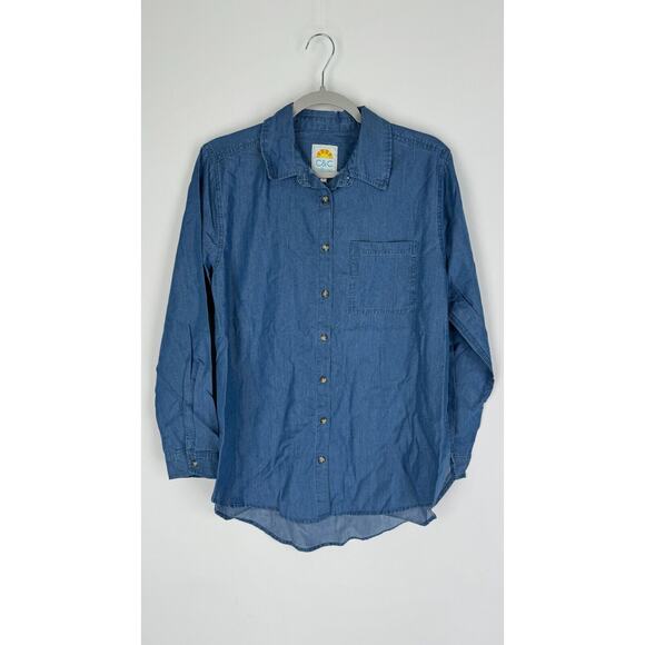 C&C California Sarah Chambray Button Up Shirt Long Sleeve Womens Size M NWT - Picture 4 of 10